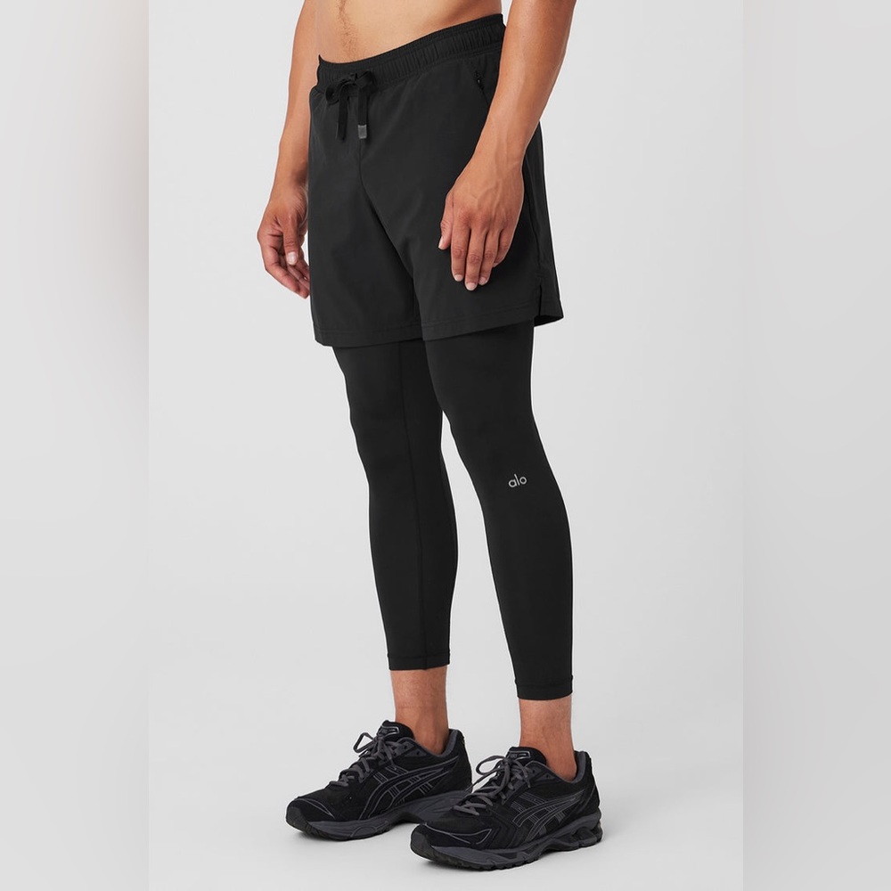 ALO YOGA Men's Stability 2 In 1 Pants Shorts Black Small